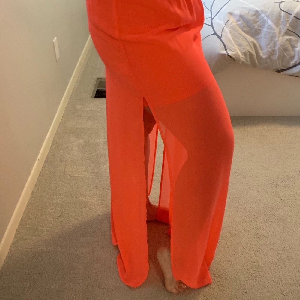 Neon sheer maxi skirt